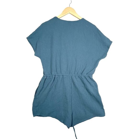 BOBI Drawstring‎ Easy Romper in Beach Gauze sz L Blue Stone - Picture 4 of 11